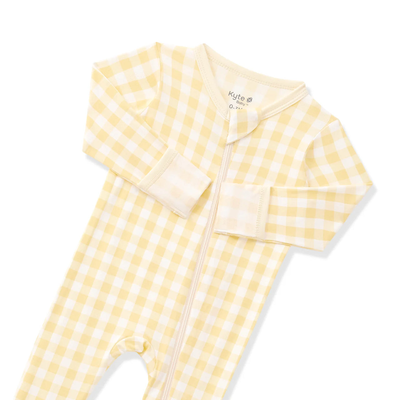 Zippered Footie- Gingham Chamomile