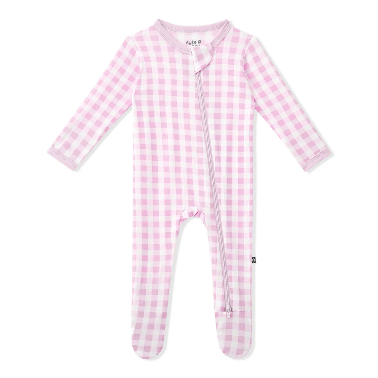 Zippered Footie- Gingham Thistle