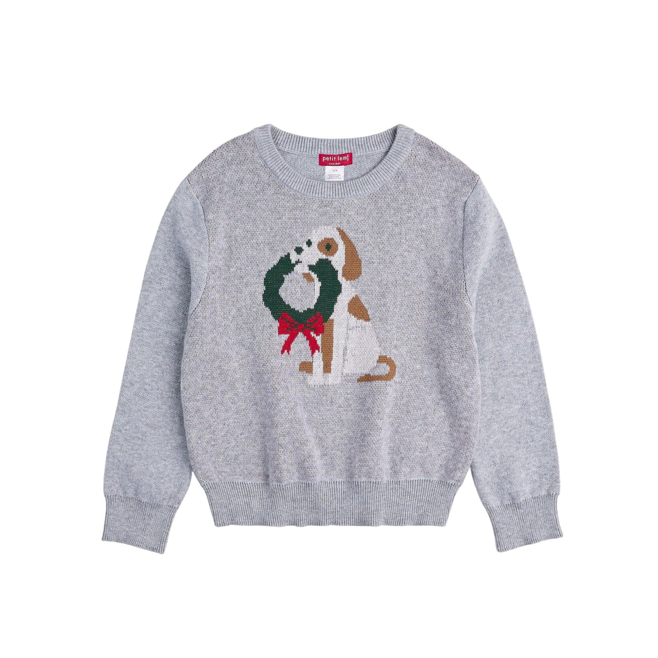 Spot with Wreath Heather Grey Knit Sweater