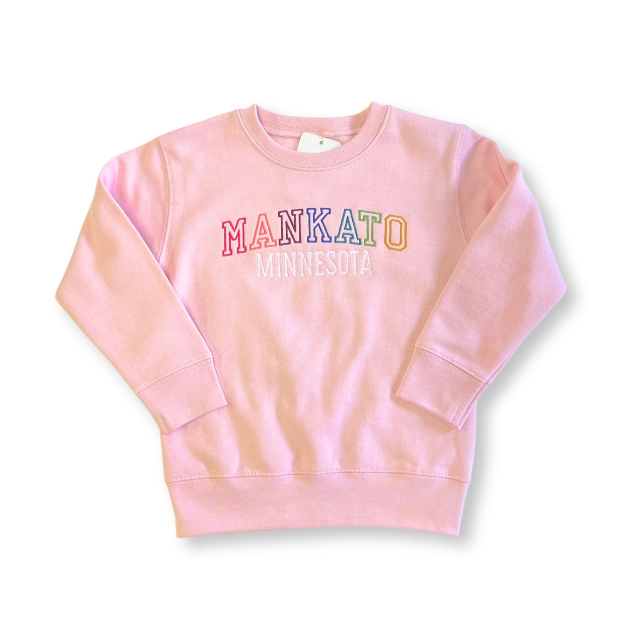 Mankato MN Vintage Athletic Sweatshirt - Pink + Bright