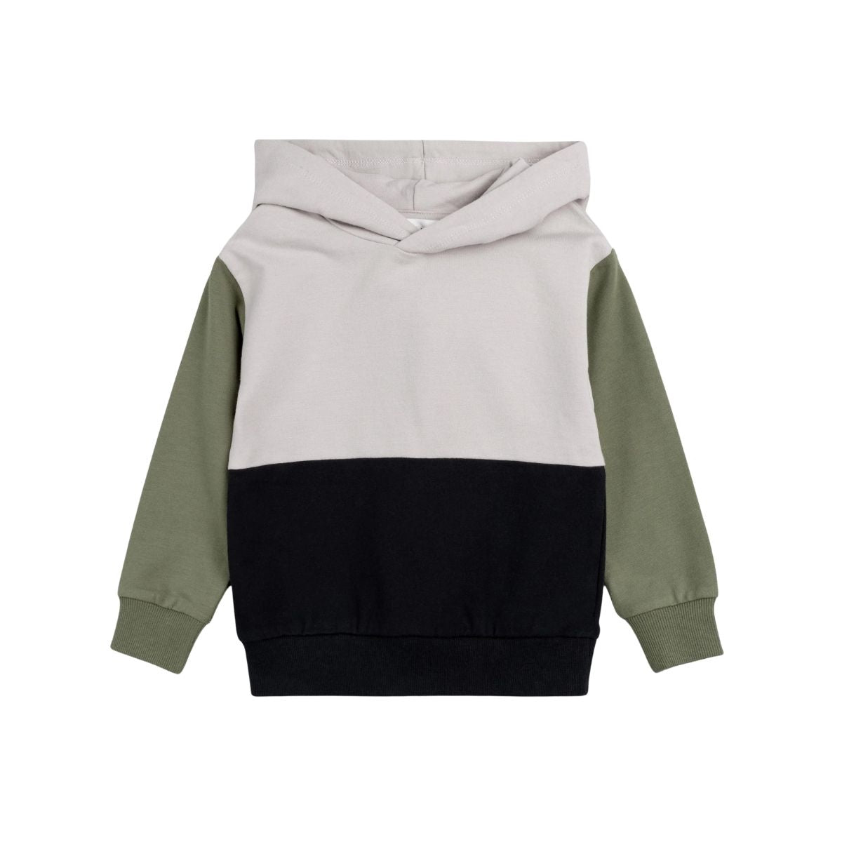 Cement Color Block Hooded Sweatshirt