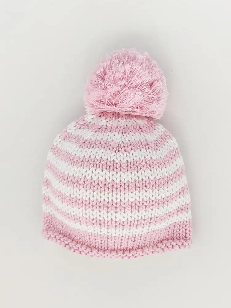 Baby Pink Pom Pom Beanie Hat