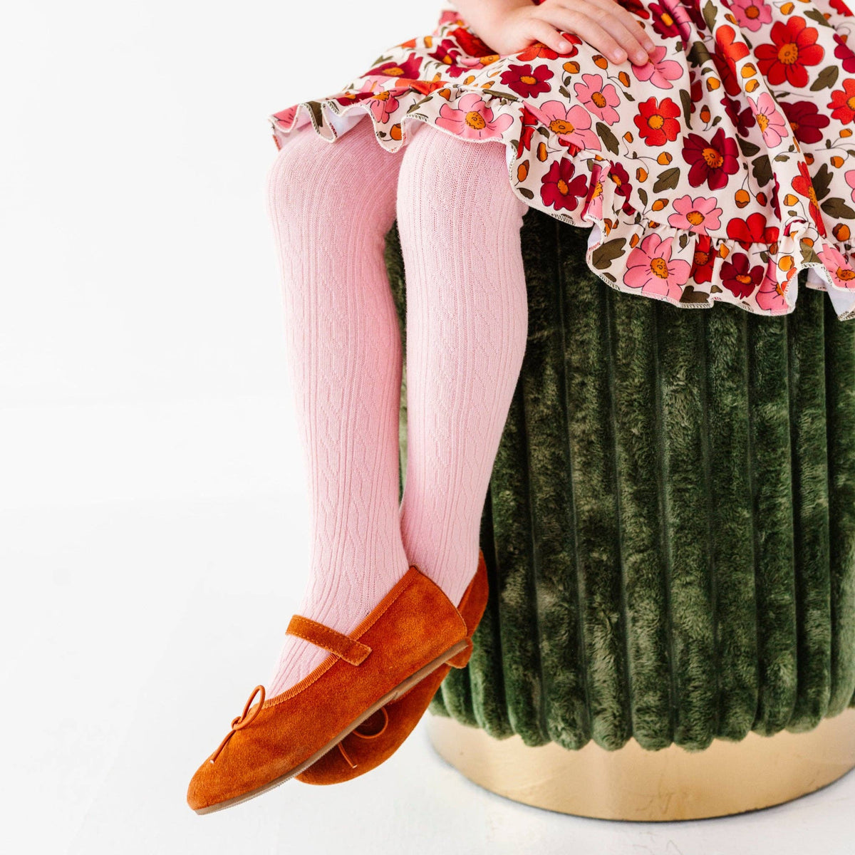 Quartz Pink Cable Knit Tights