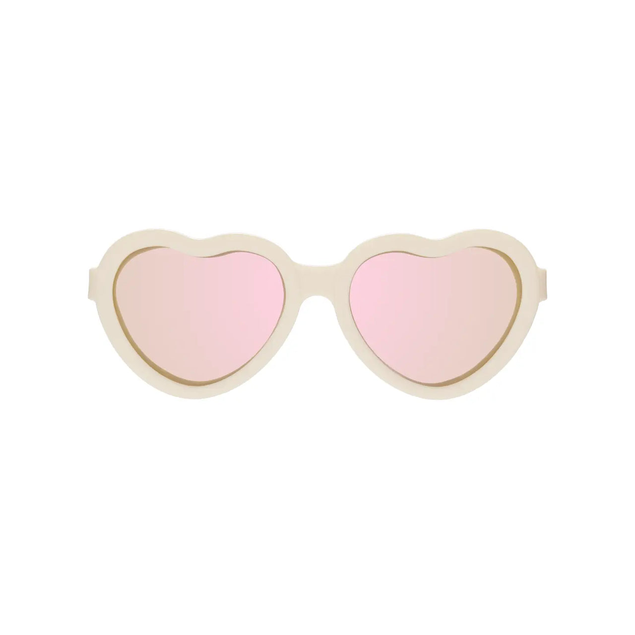 Sweet Cream Polarized Heart Sunglasses with Mirrored Lens