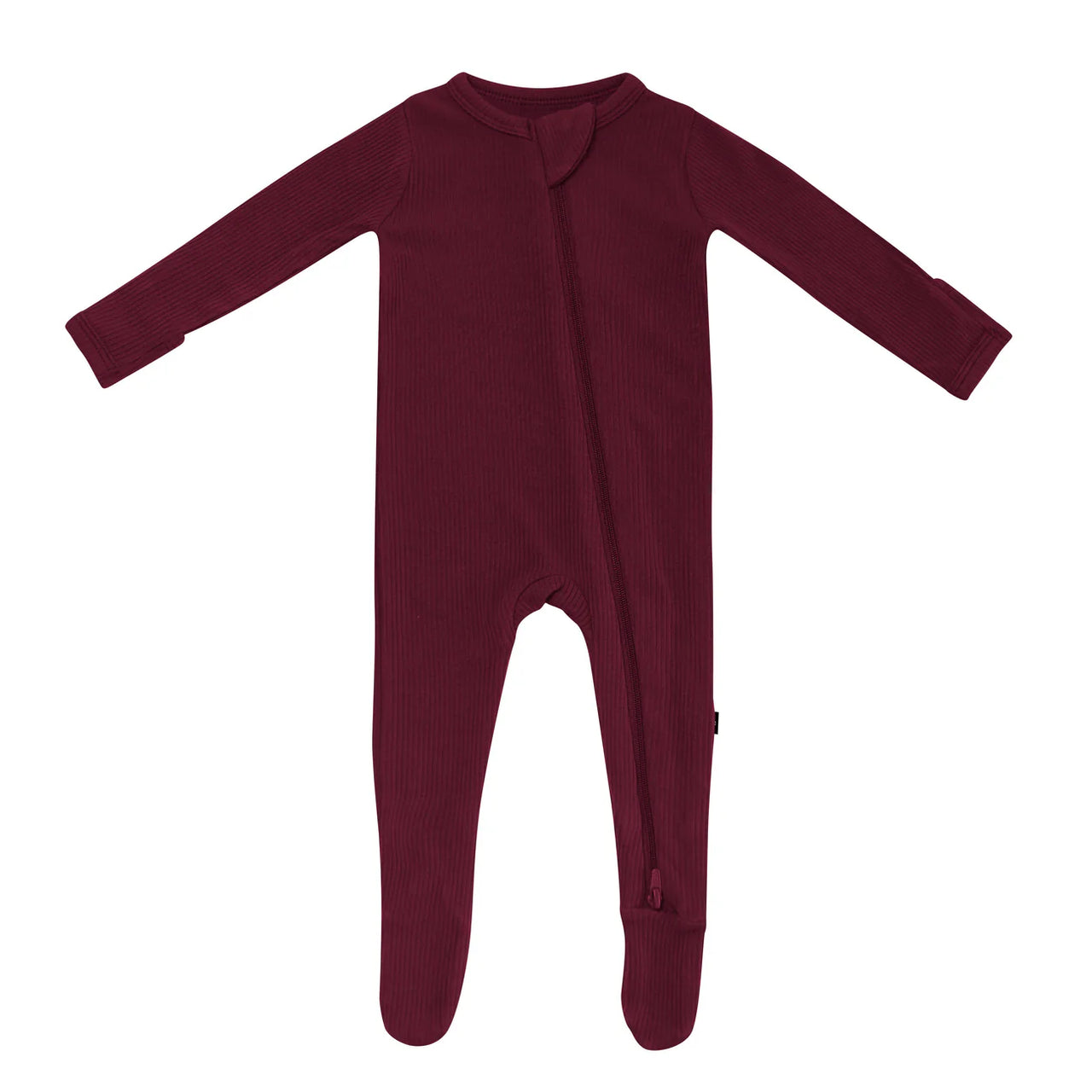 Ribbed Zippered Footie- Burgundy