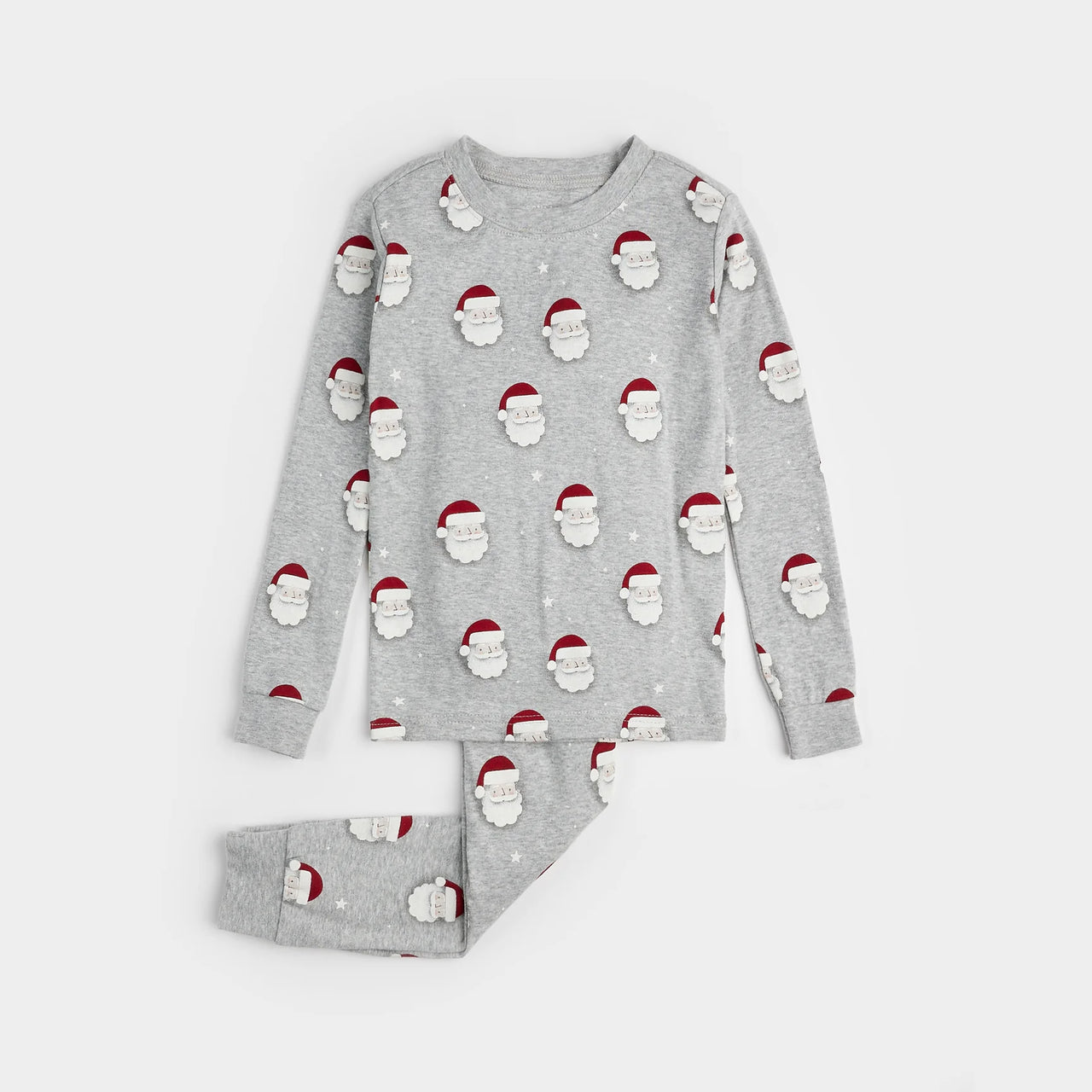 Santa Print on Heather Grey PJ Set