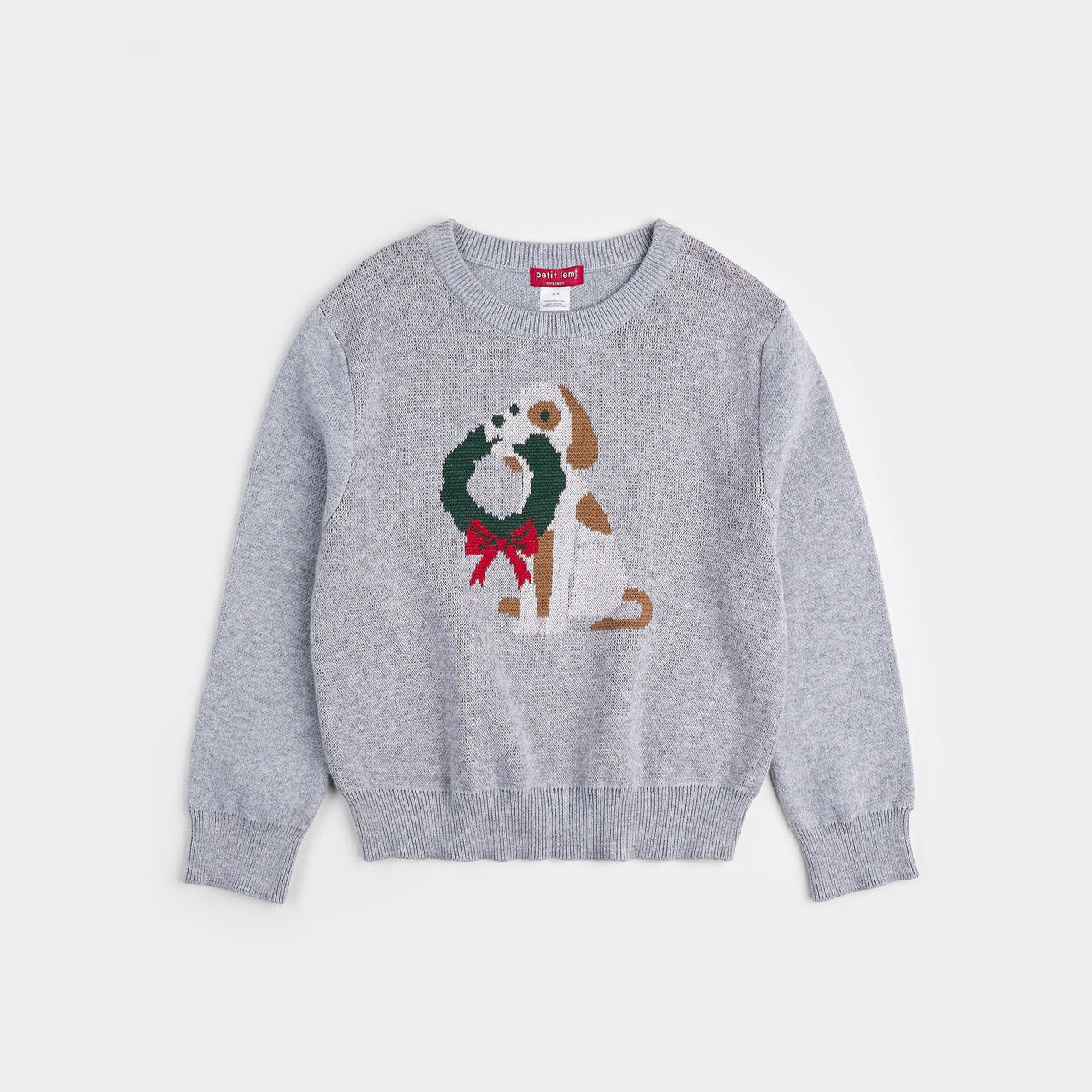 Spot with Wreath Heather Grey Knit Sweater