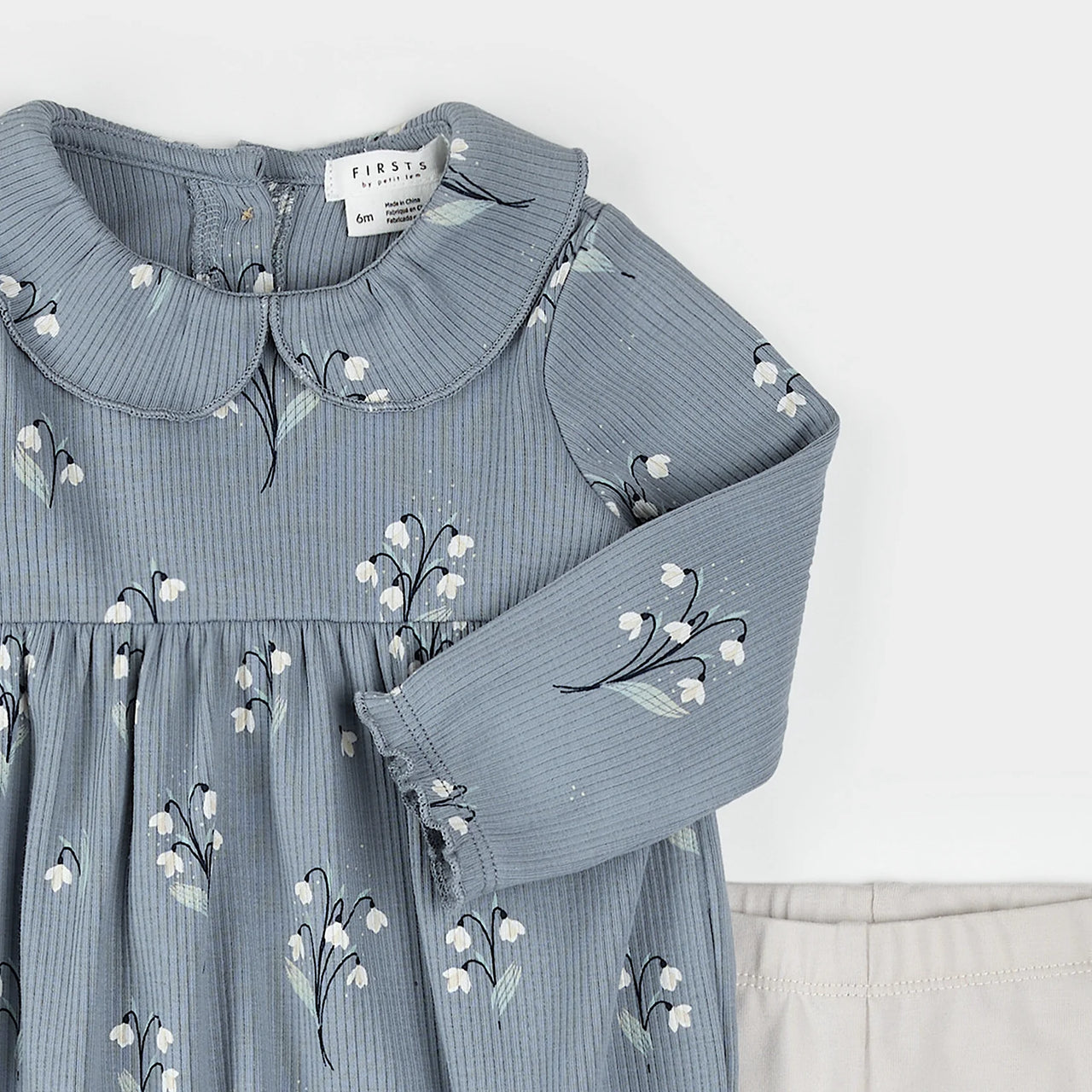 Dusty Blue Snowdrop Ribbed Dress Set