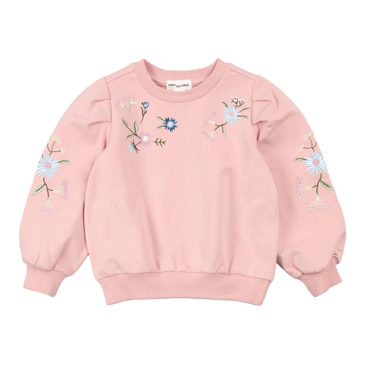 Floral Embroidered Pink Sweatshirt