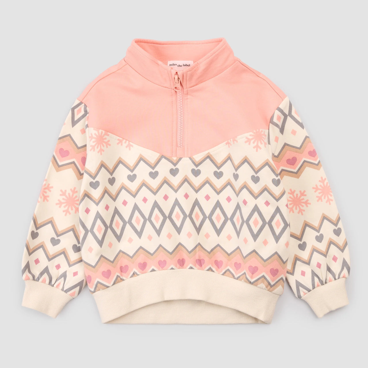 Pink Fair Isle 1/4 Zip Sweatshirt