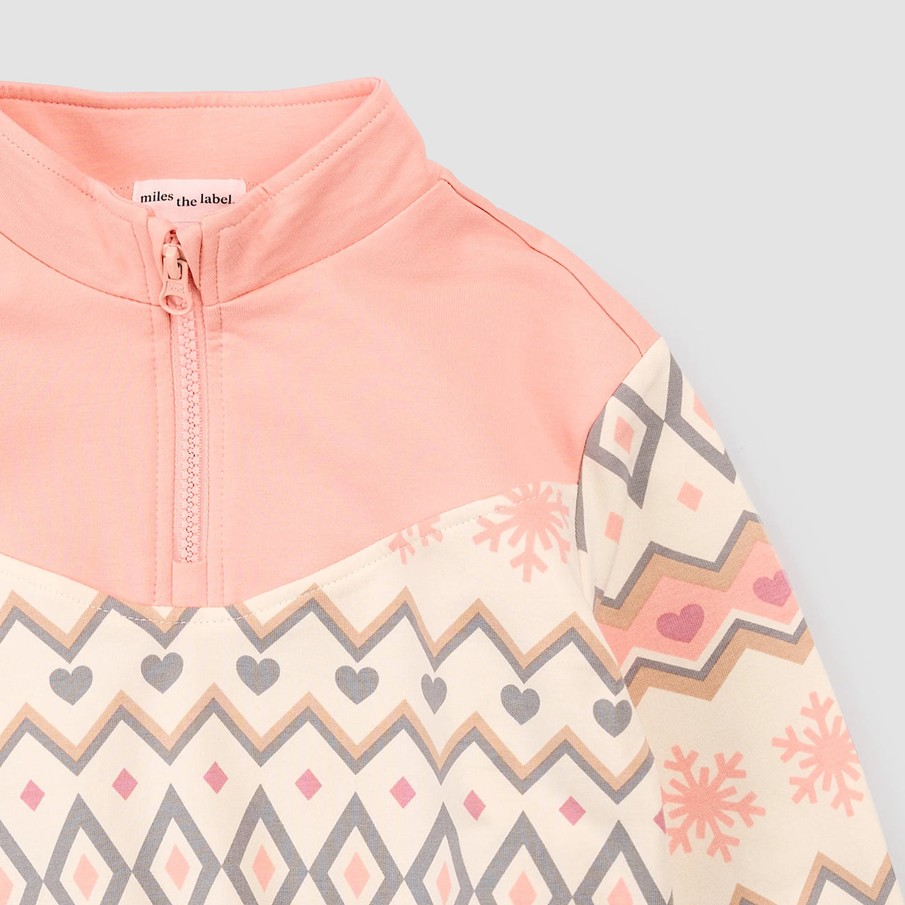 Pink Fair Isle 1/4 Zip Sweatshirt