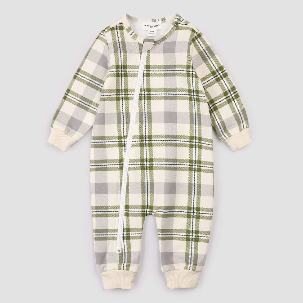 Beige Plaid Knit Romper