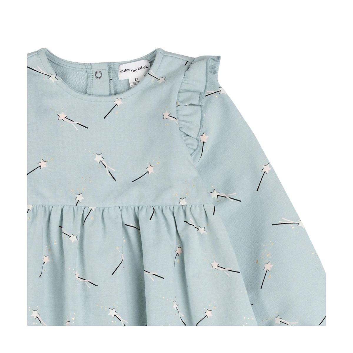 Magic Wand Print on Cloud Blue Terry Dress