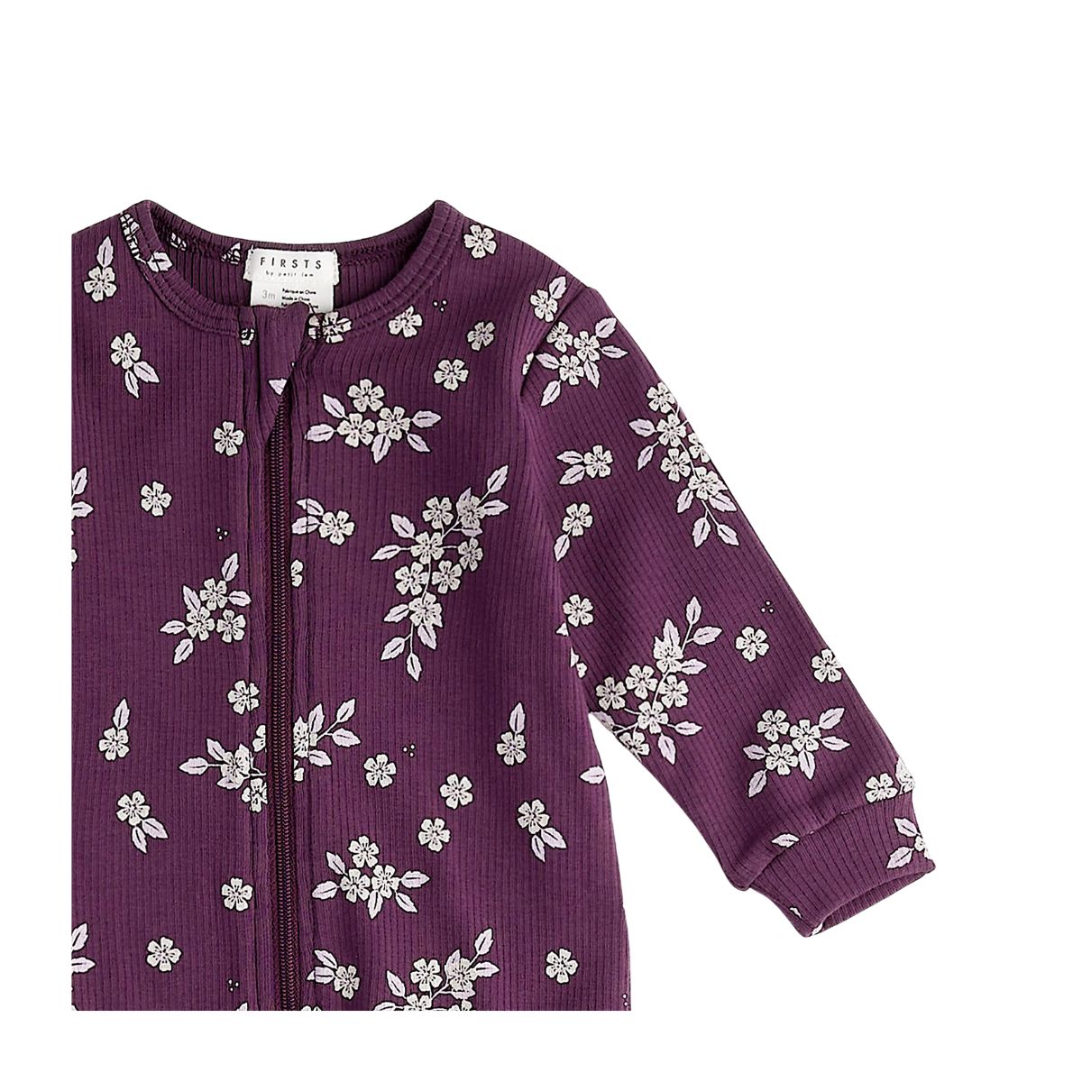 Zippered Footie- Fall Botanicals on Plum