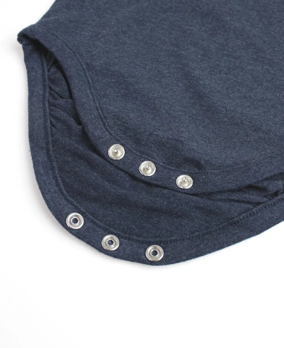 Heather Navy Knit Long Sleeve Henley Bodysuit