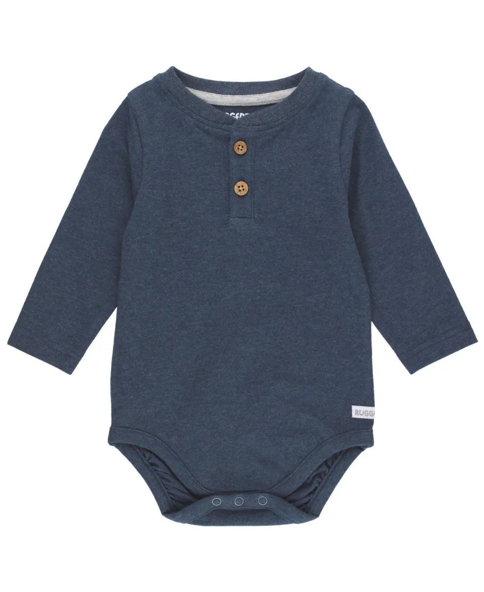 Heather Navy Knit Long Sleeve Henley Bodysuit