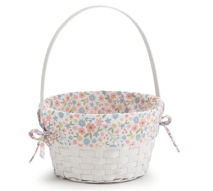 Floral Woven Bamboo Easter Basket - Personalized Embroidery Included
