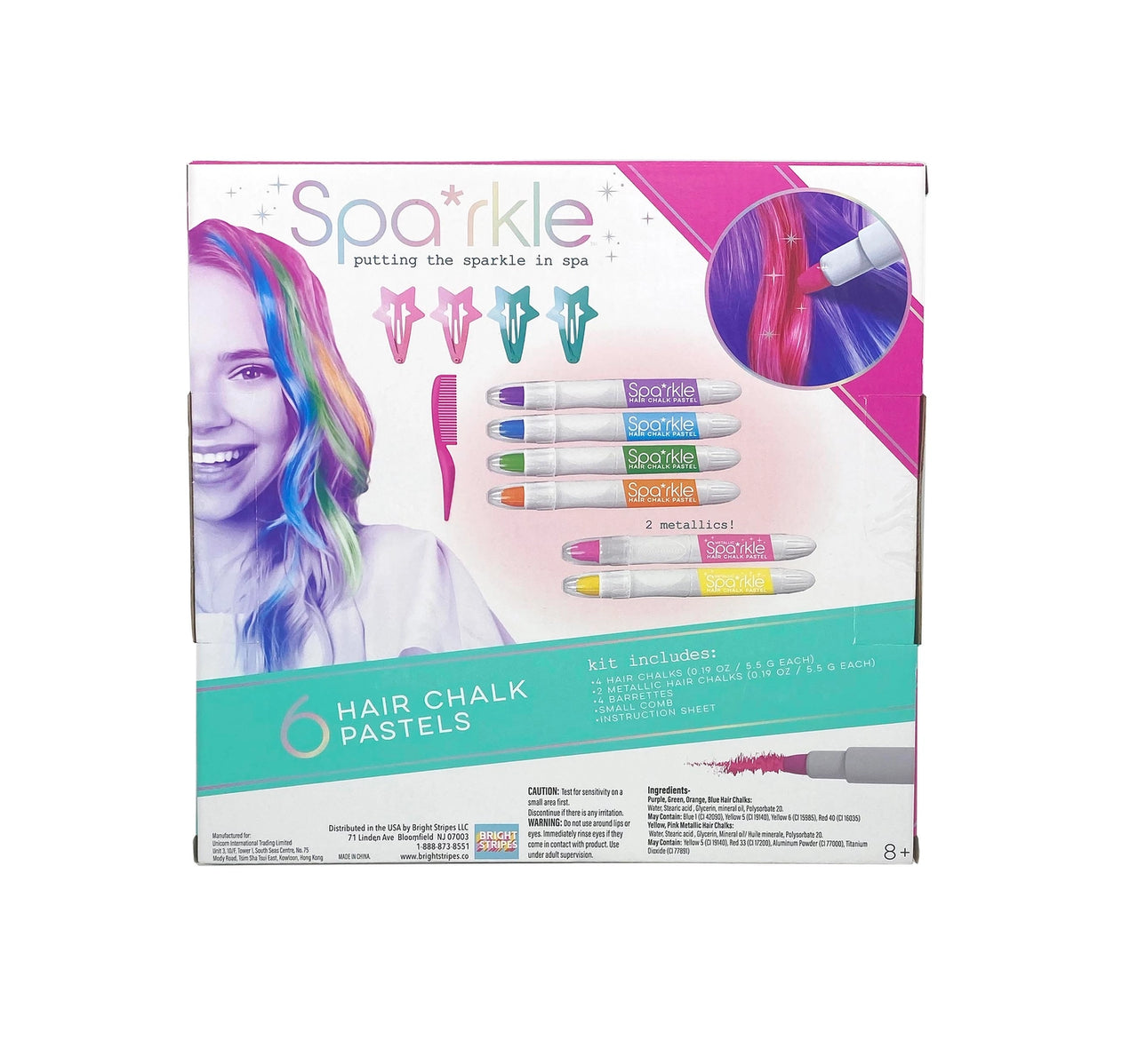 Spa*Rkle 6 Hair Chalk Pastels and Barrettes