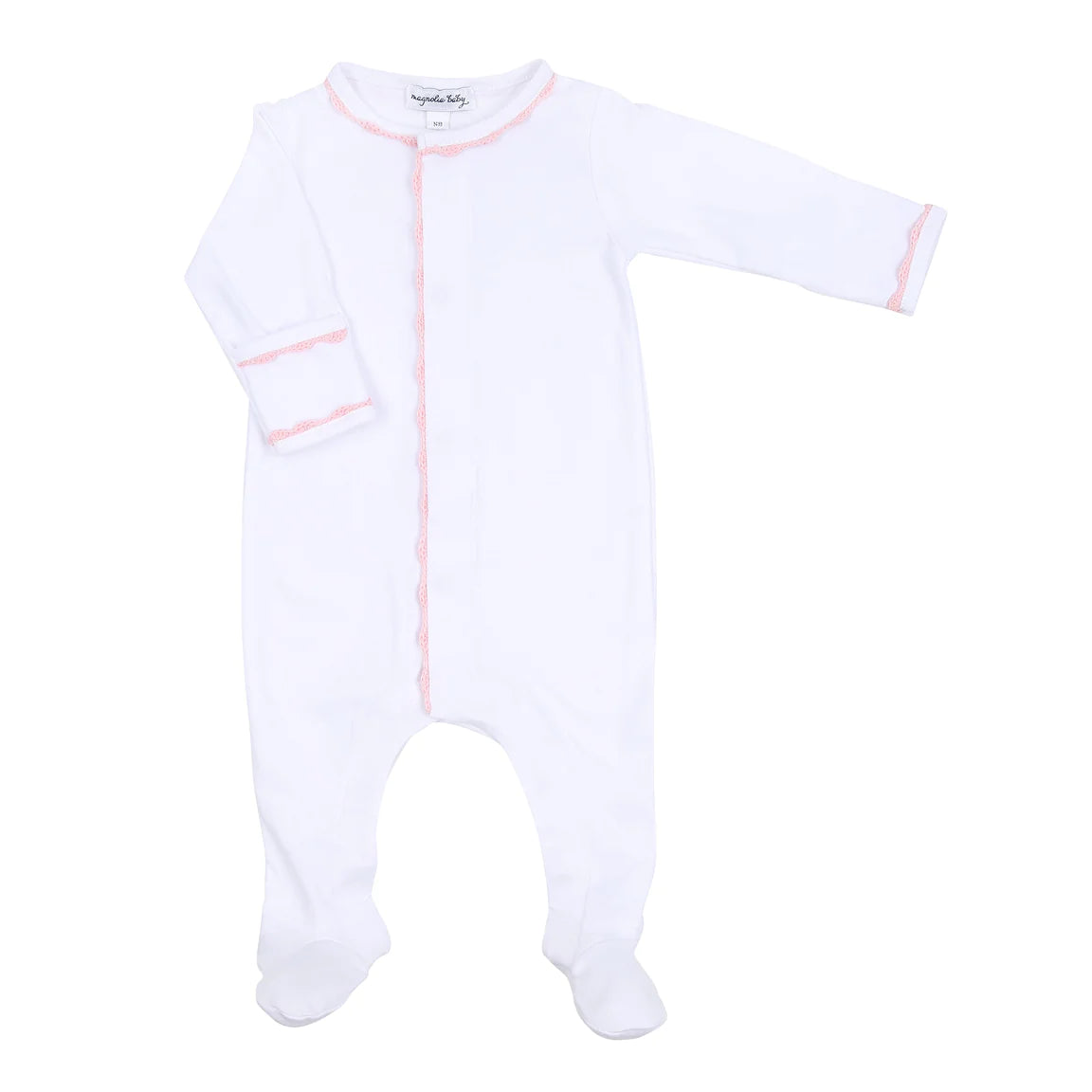 Baby Joy Embroidered Footie- Pink