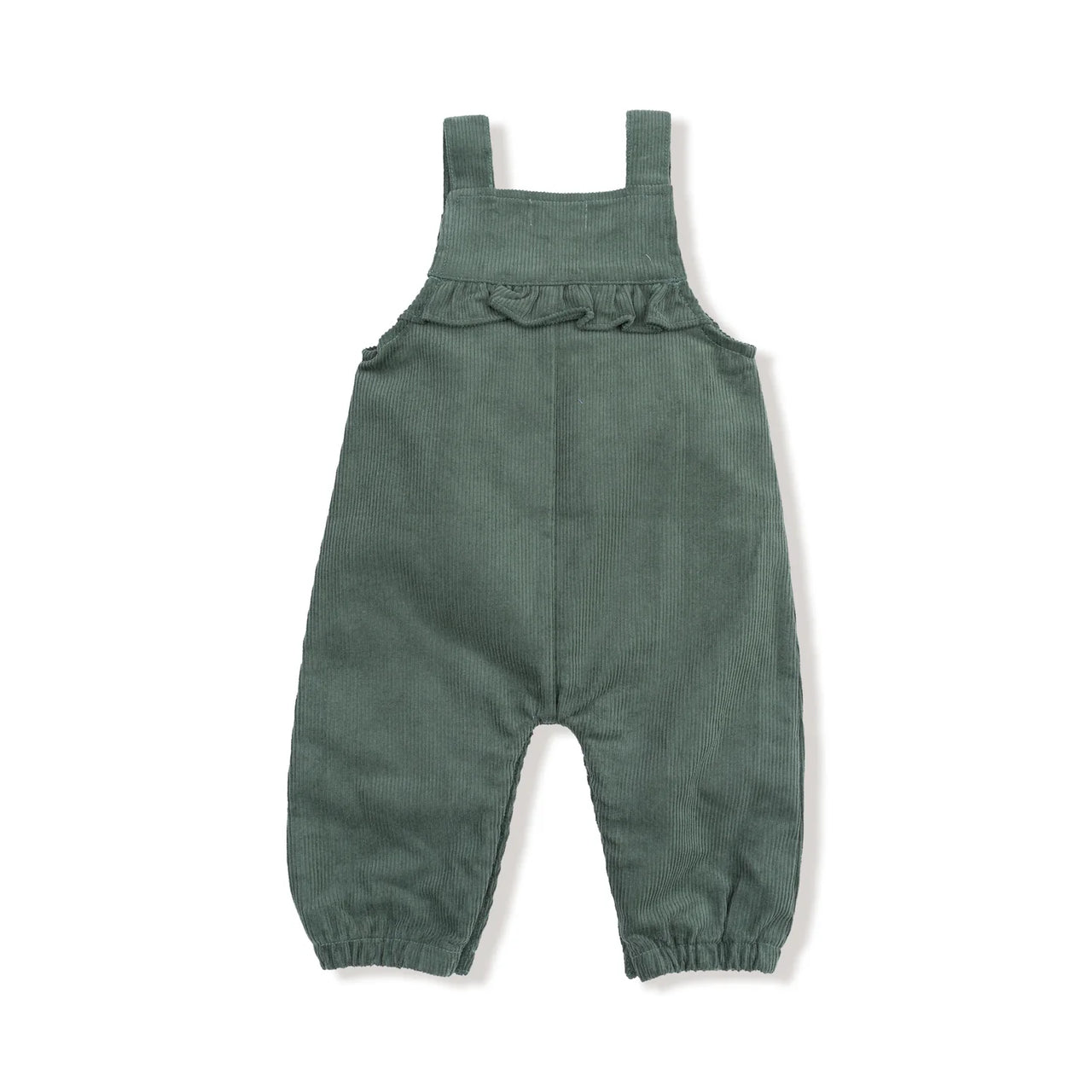Dark Ivy Corduroy Yoke Ruffle Overall