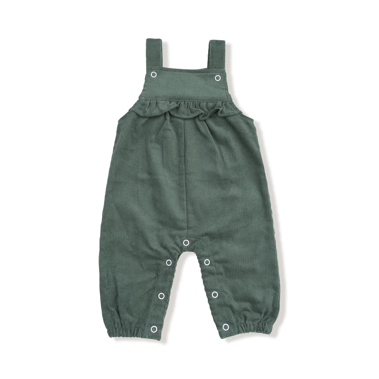 Dark Ivy Corduroy Yoke Ruffle Overall