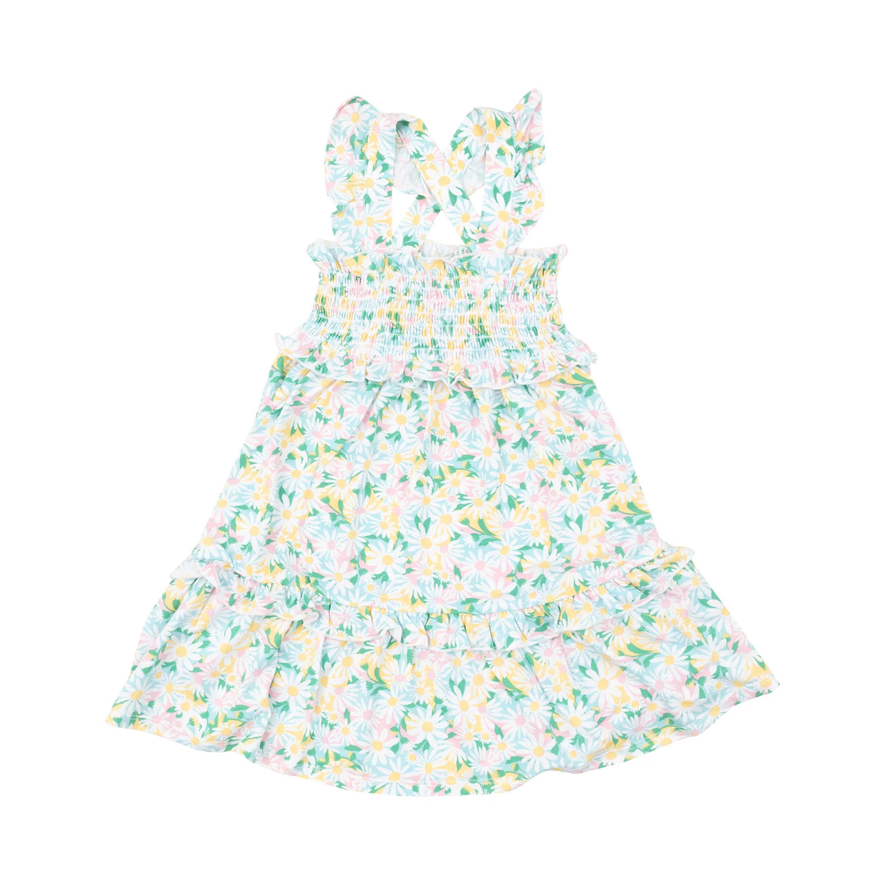 Smocked Ruffle Tiered Sundress- Color Fill Daisies