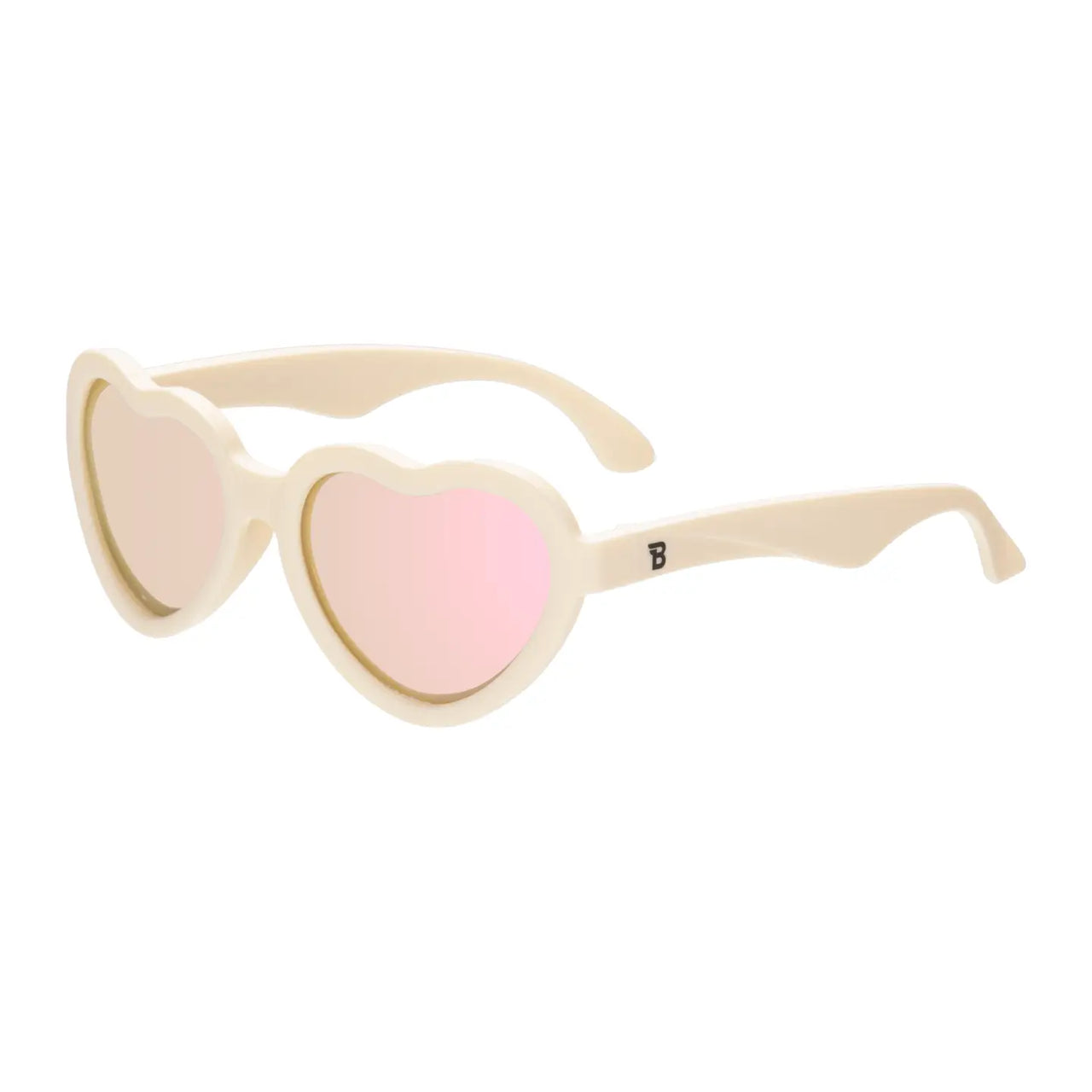 Sweet Cream Polarized Heart Sunglasses with Mirrored Lens