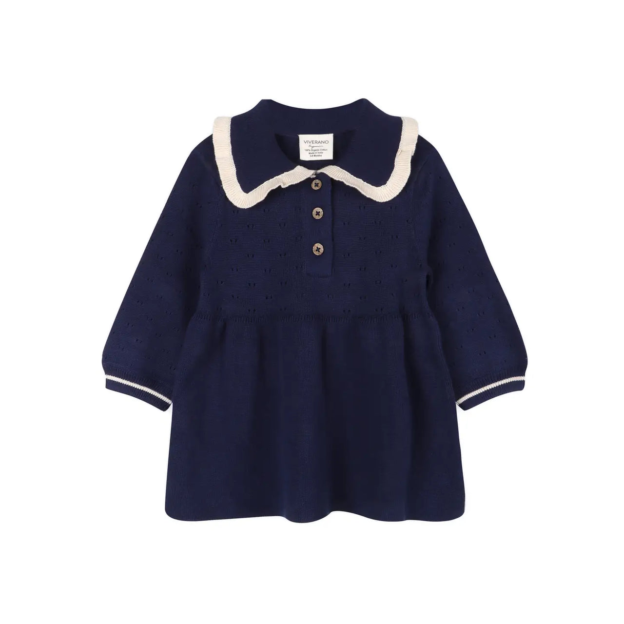 Organic Adeline Ruffle Collar Sweater Knit Baby Dress
