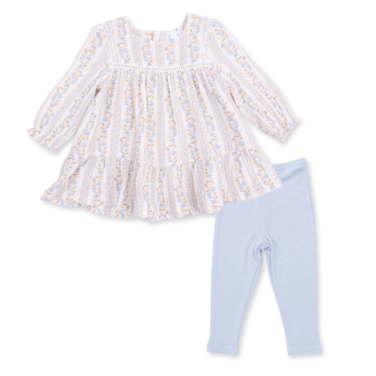 Catarina Floral Puffed Long Sleeve Tiered Dress and Leggings