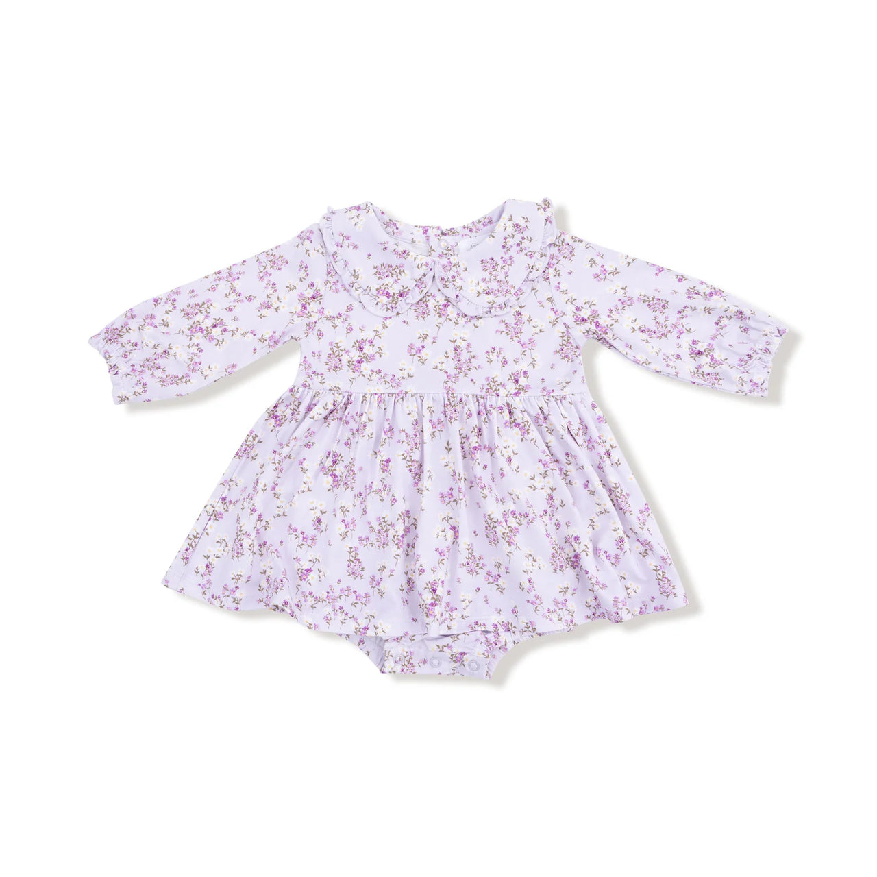 Sweet Dreams Long Sleeve Peter Pan Ruffle Collar Bubble with Skirt