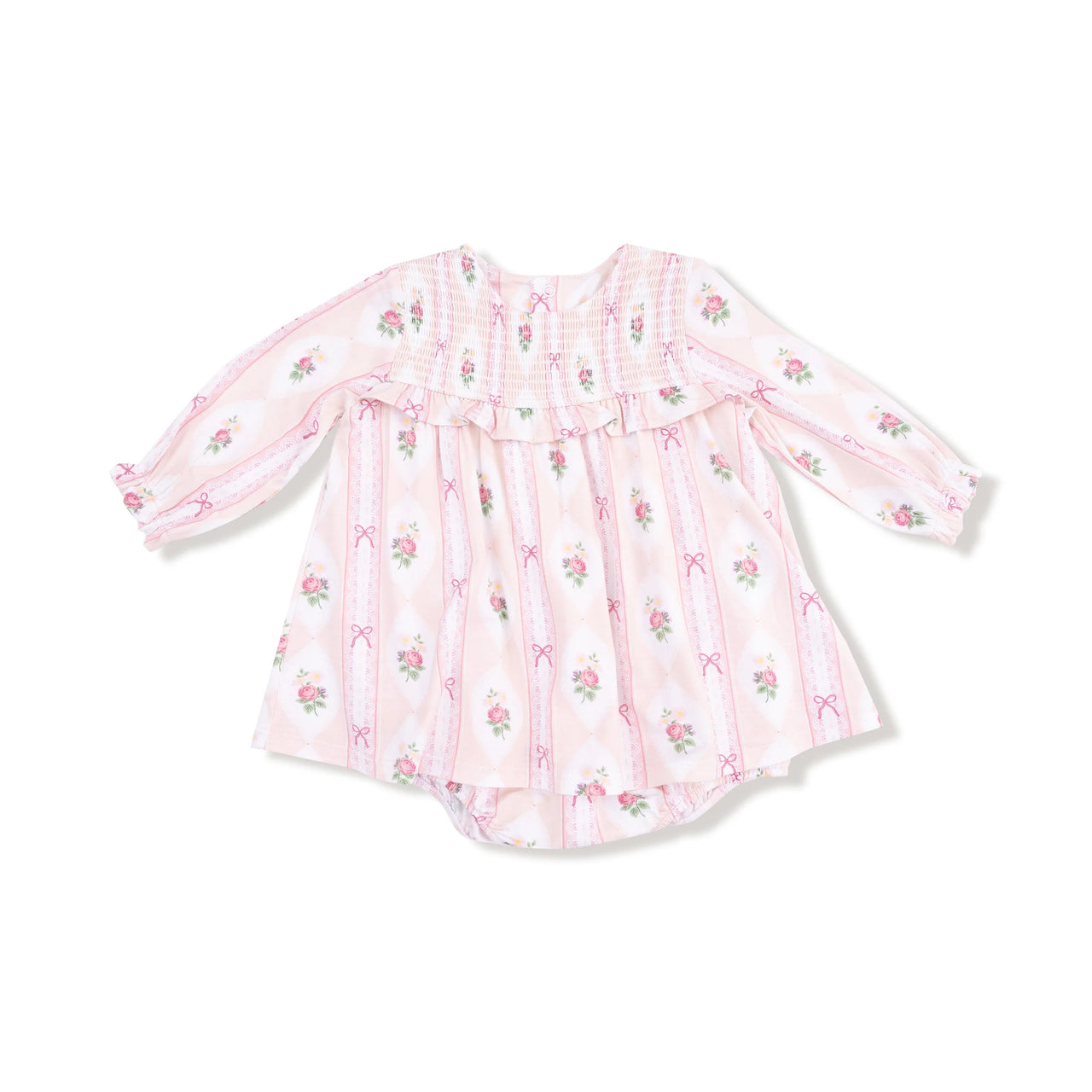 Ogee Lace Floral Long Sleeve Smocked Ruffle Bubble with Skirt