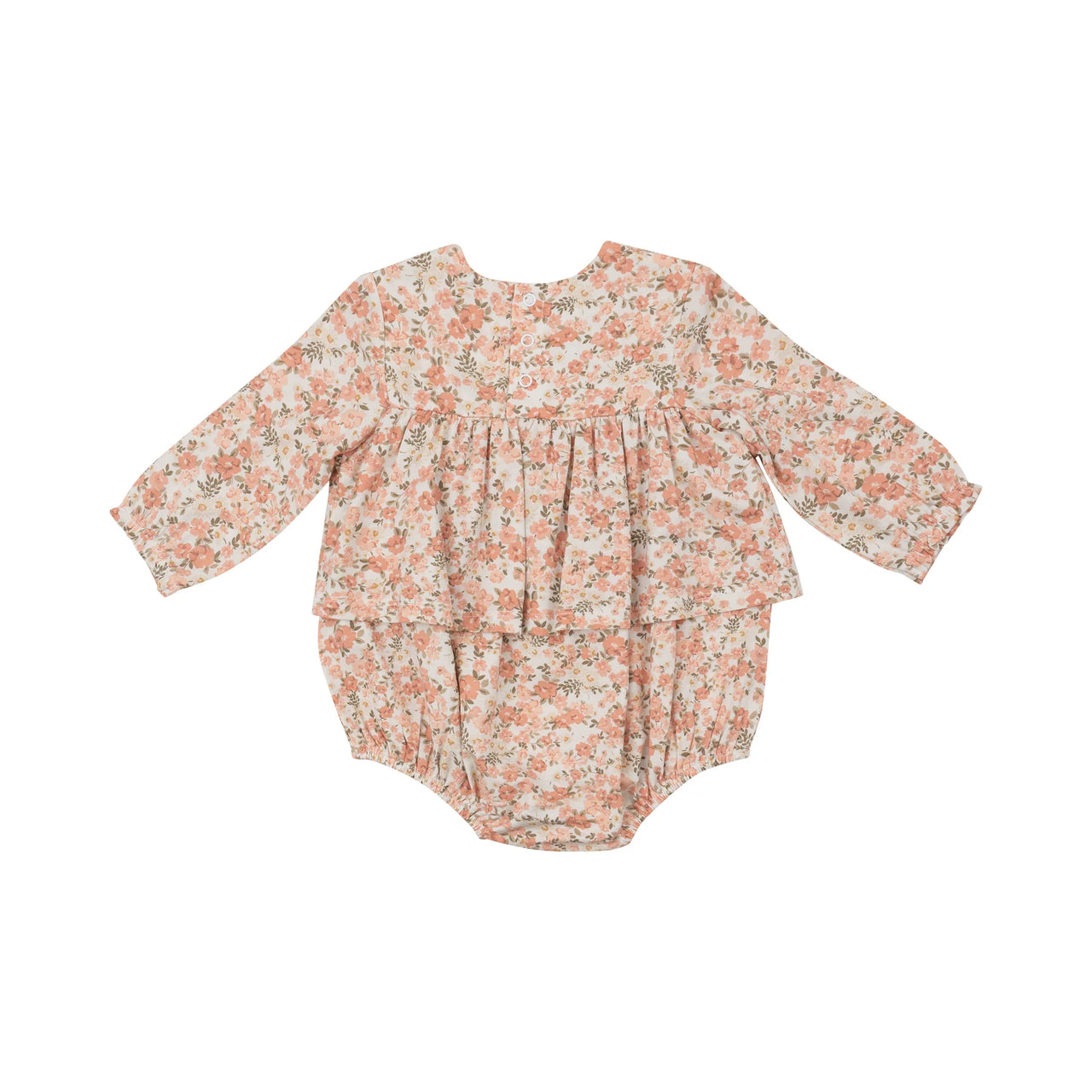 Long Sleeve Ruffle Skirted Bubble- Sweet Rose Calico