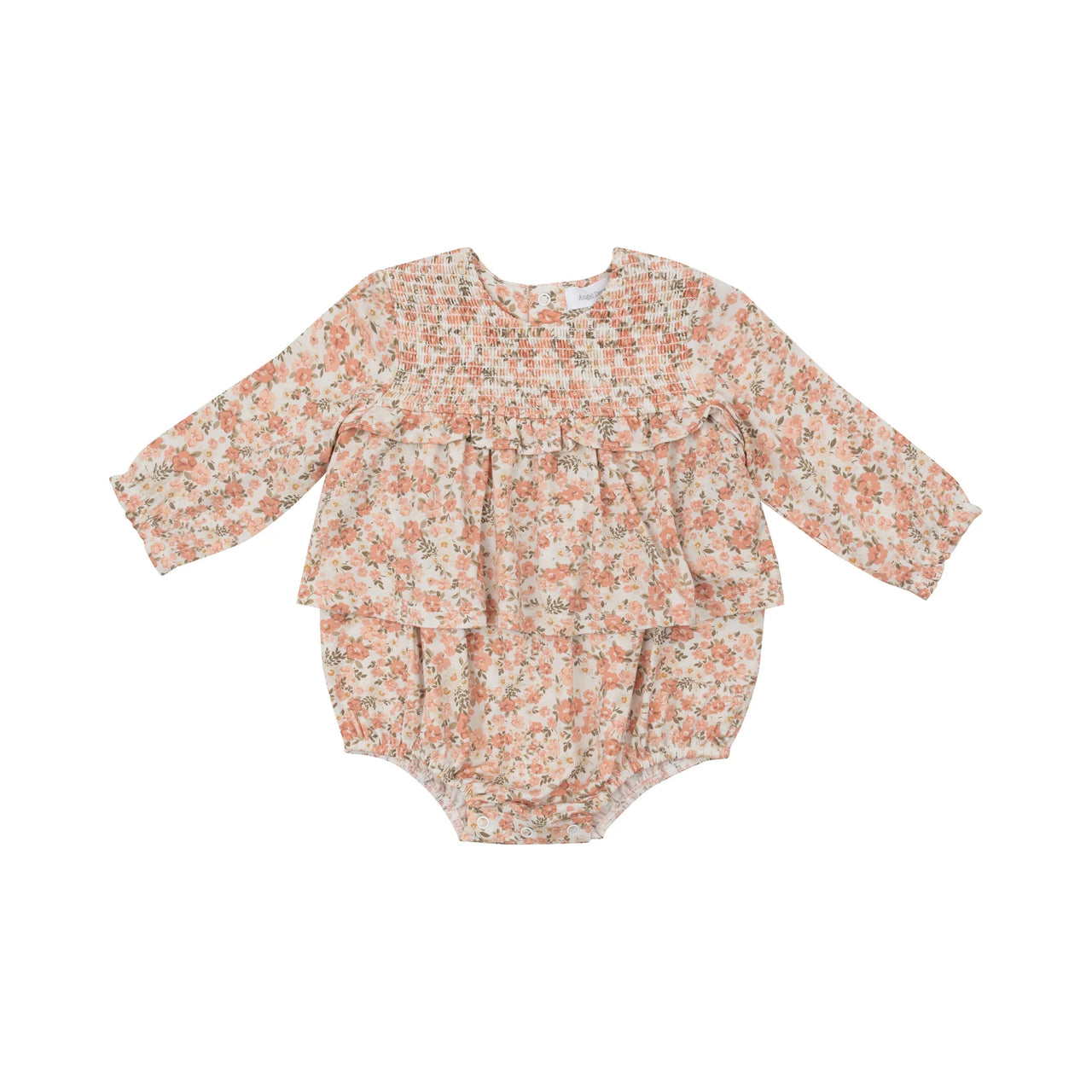 Long Sleeve Ruffle Skirted Bubble- Sweet Rose Calico