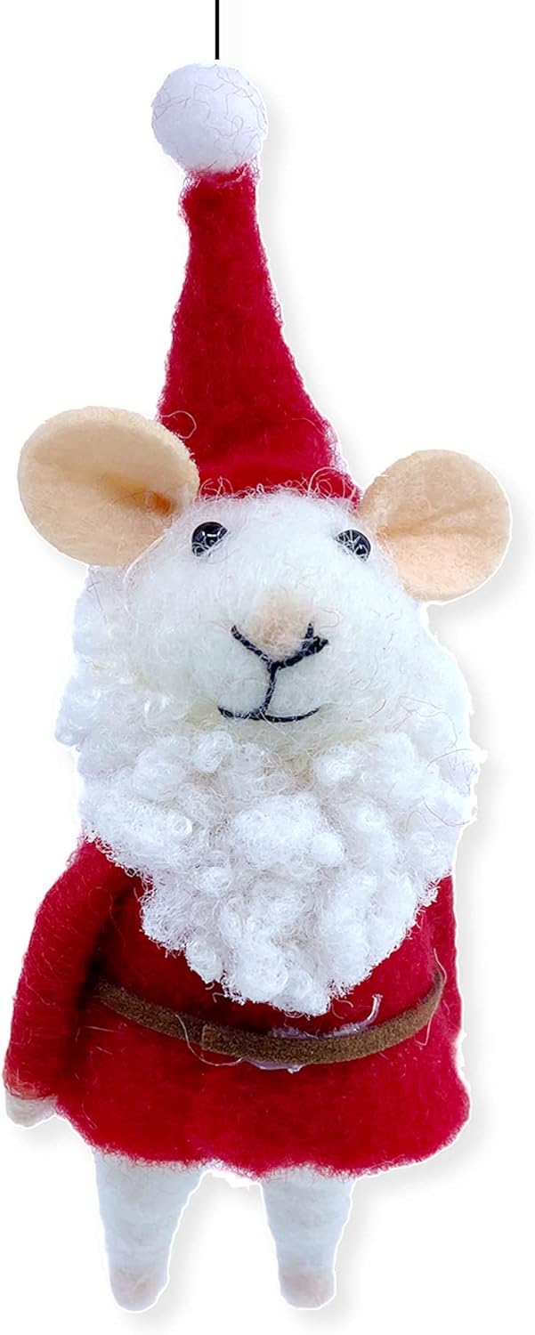 5"H Wool Felt Mouse in Santa/Tree Outfit Ornament