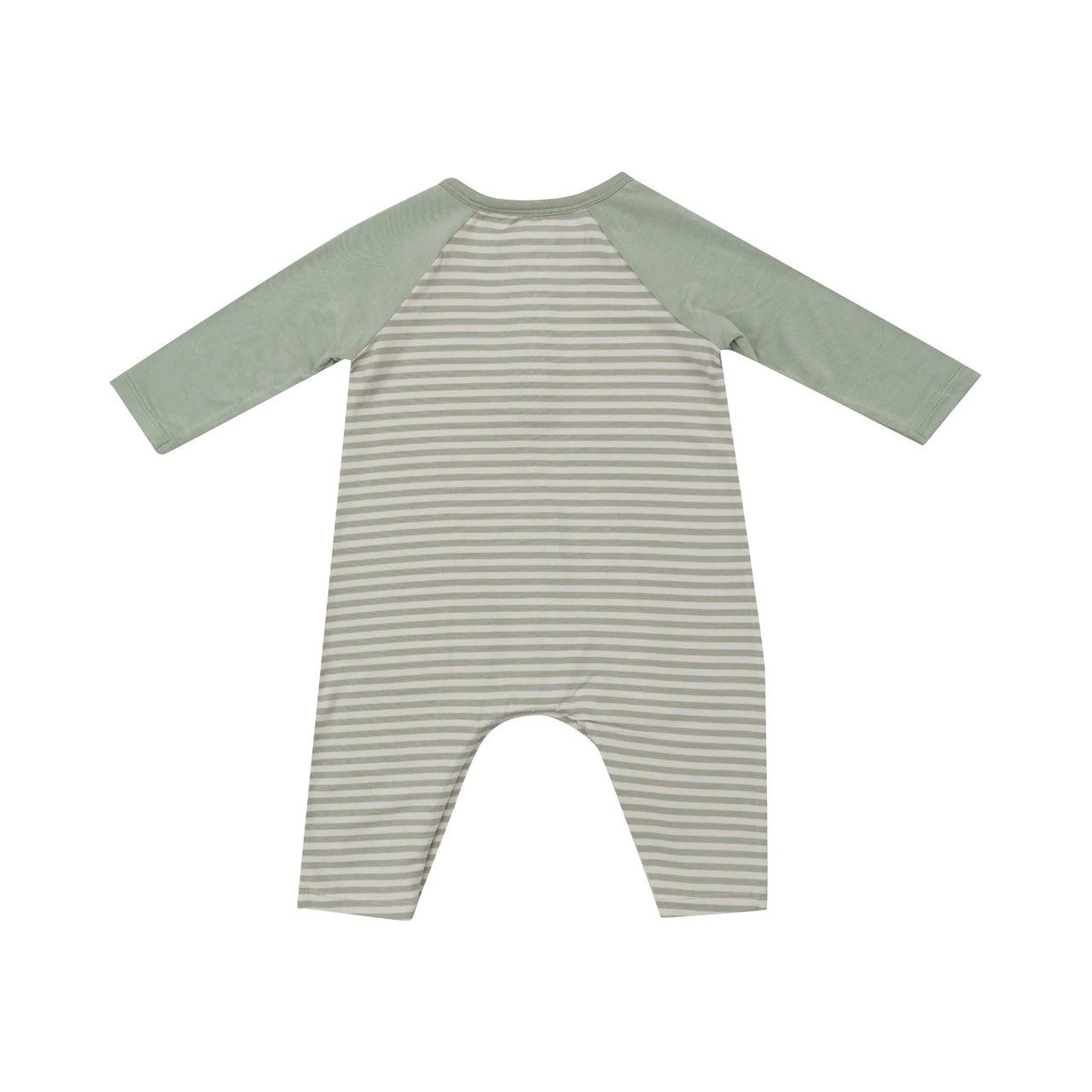 Long Sleeve Raglan Henley Romper- Desert Sage Stripe