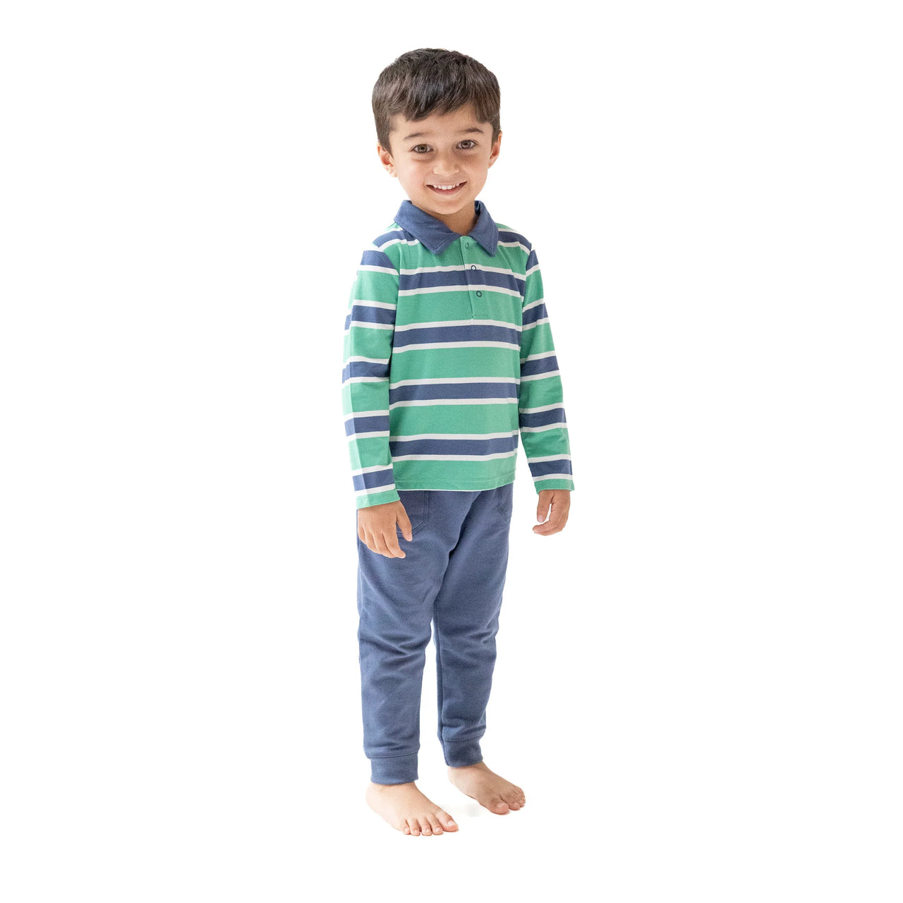 Rugby Stripe Polo Long Sleeve Shirt