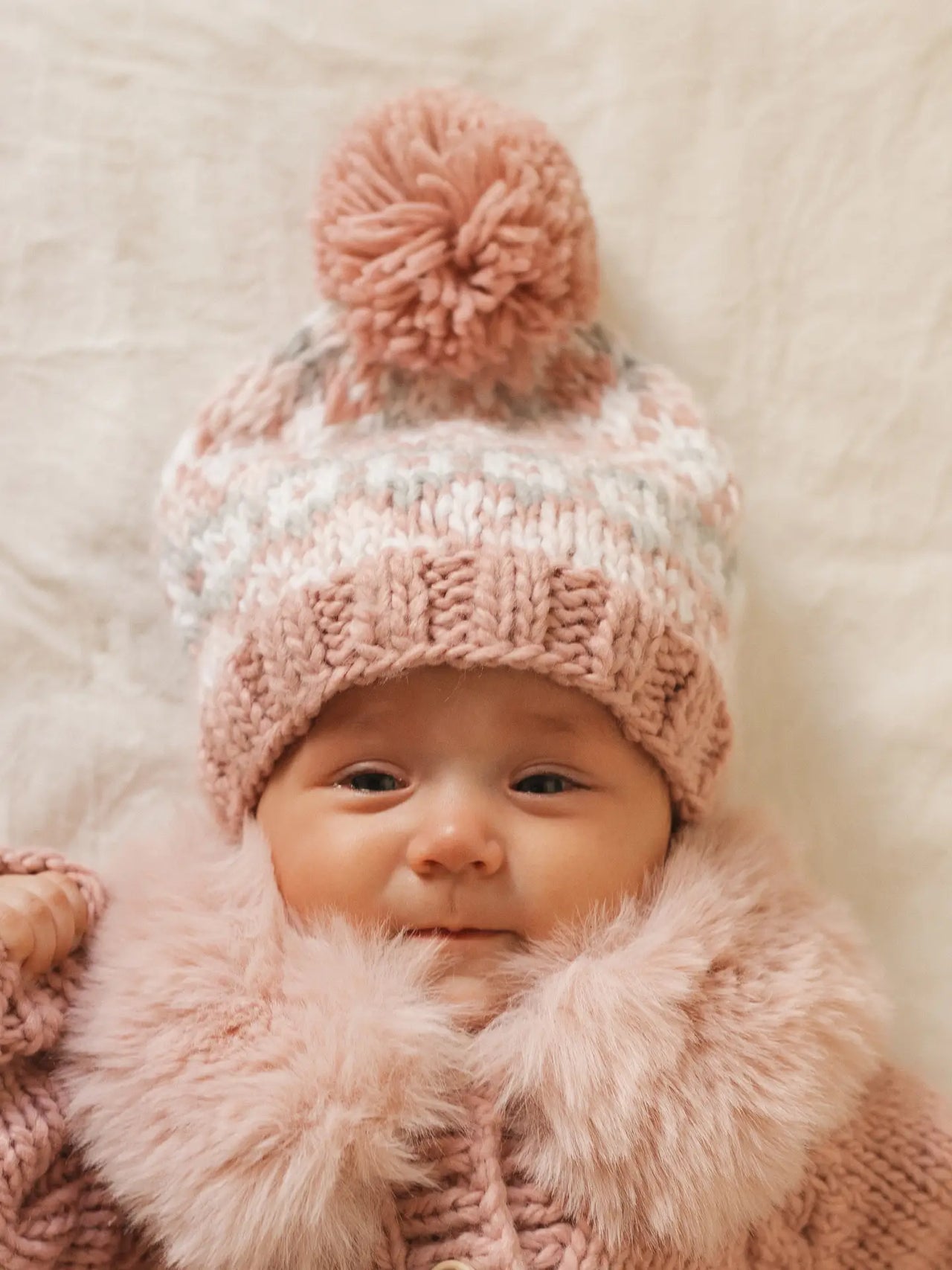 Fairisle Rosy Beanie Hat