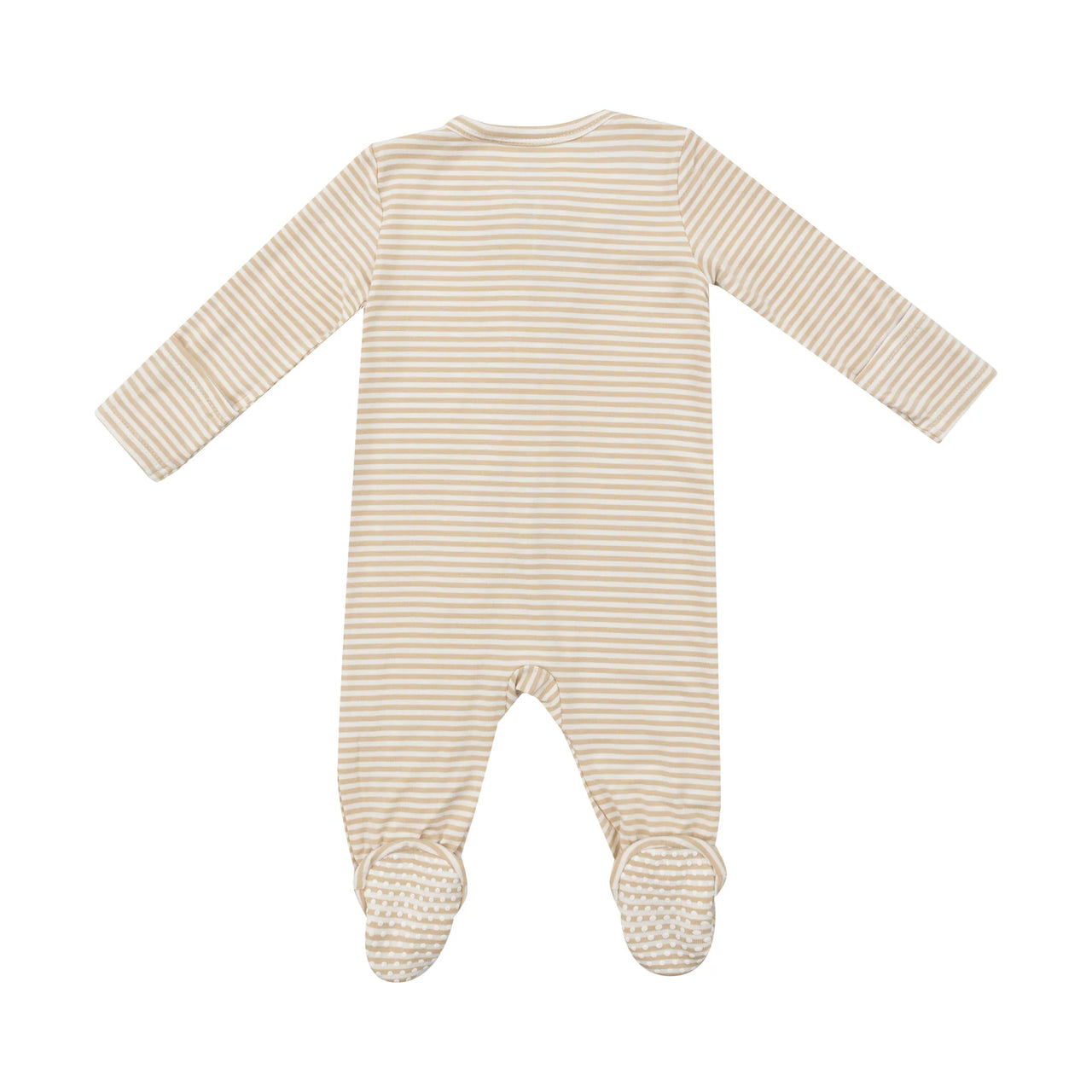 Zippered Footie- Beige Stripe