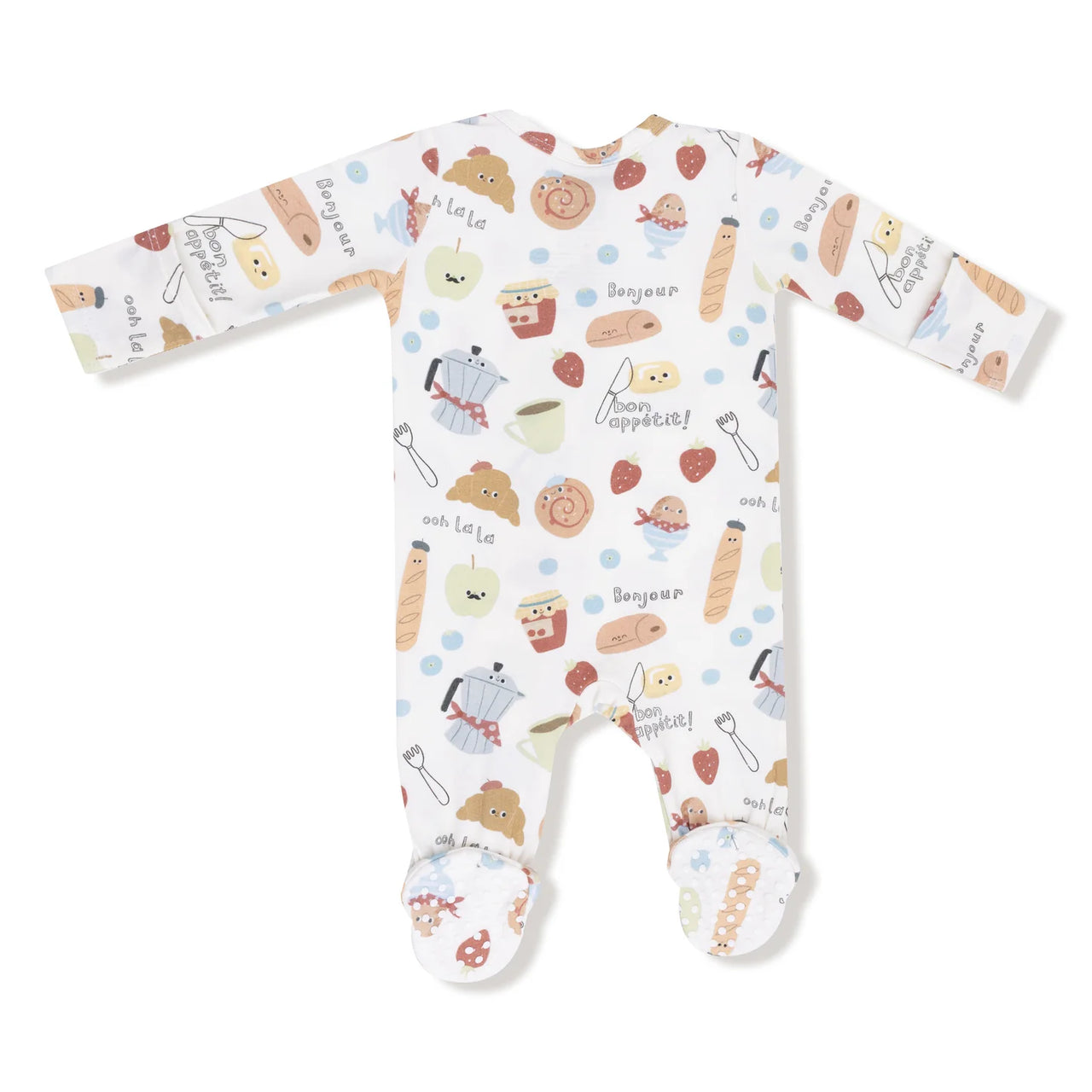 Zippered Footie- Bonjour Breakfast