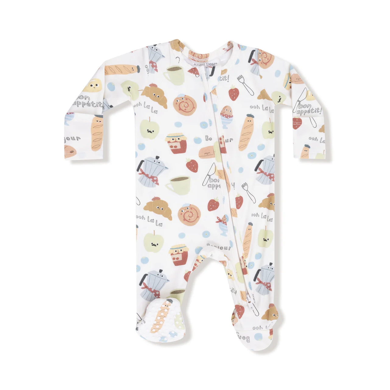 Zippered Footie- Bonjour Breakfast
