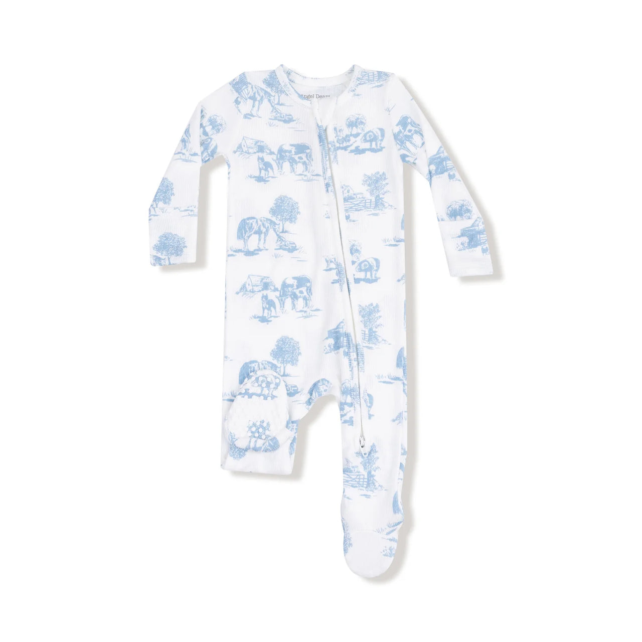 Zippered Footie- Blue Farm Toile