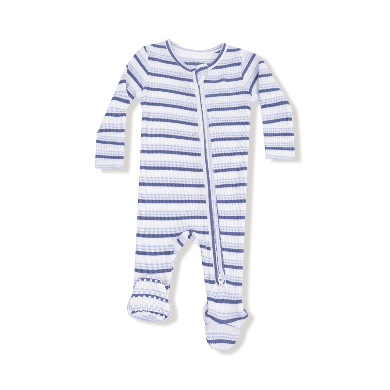 Zippered Footie- Vintage Blue Stripe