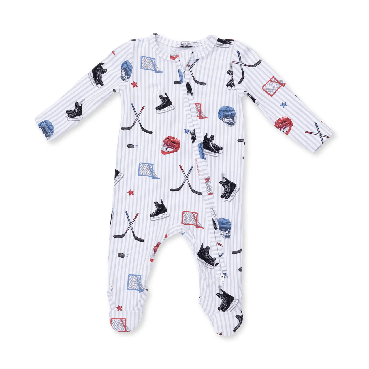 Zippered Footie- Hockey Stripe