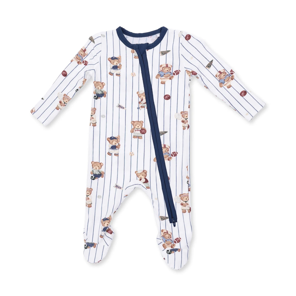 Zippered Footie- Mixed Sports Bears