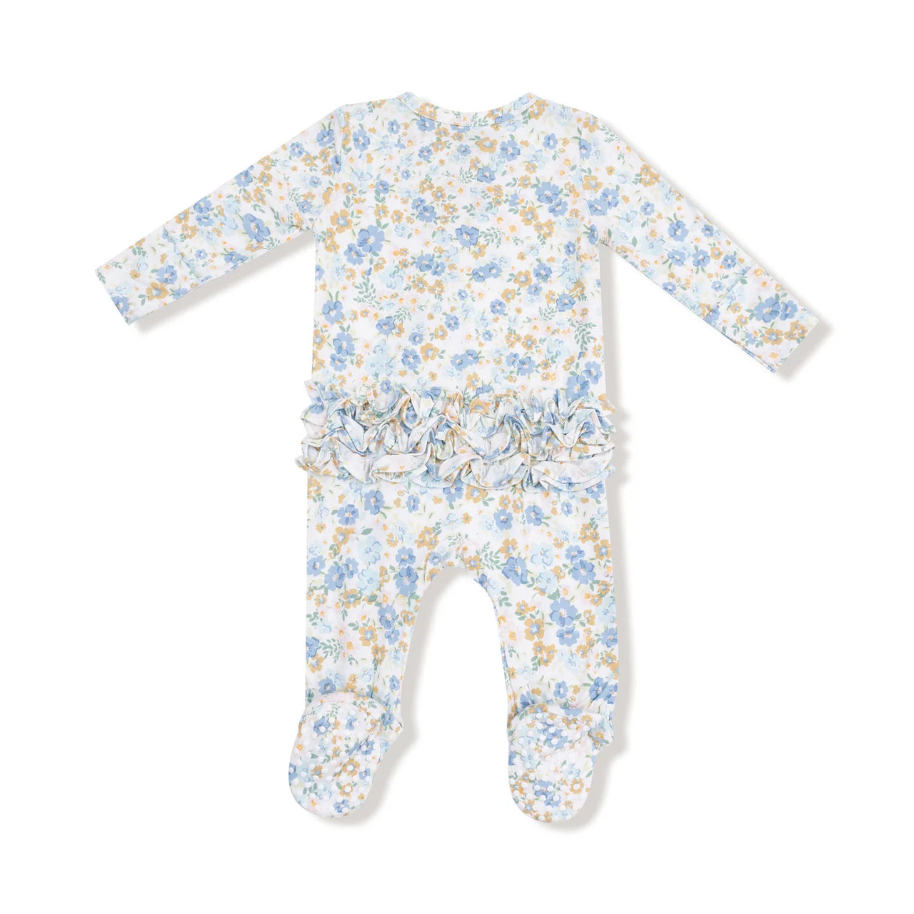Ruffle Back Zippered Footie- Sweet Rose Calico