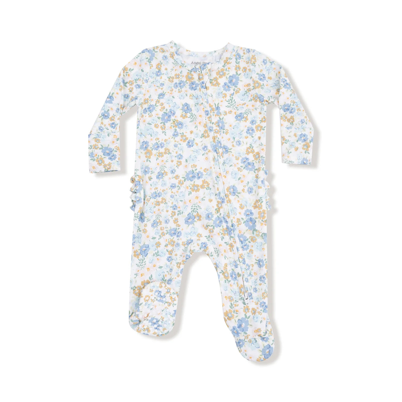 Ruffle Back Zippered Footie- Sweet Rose Calico
