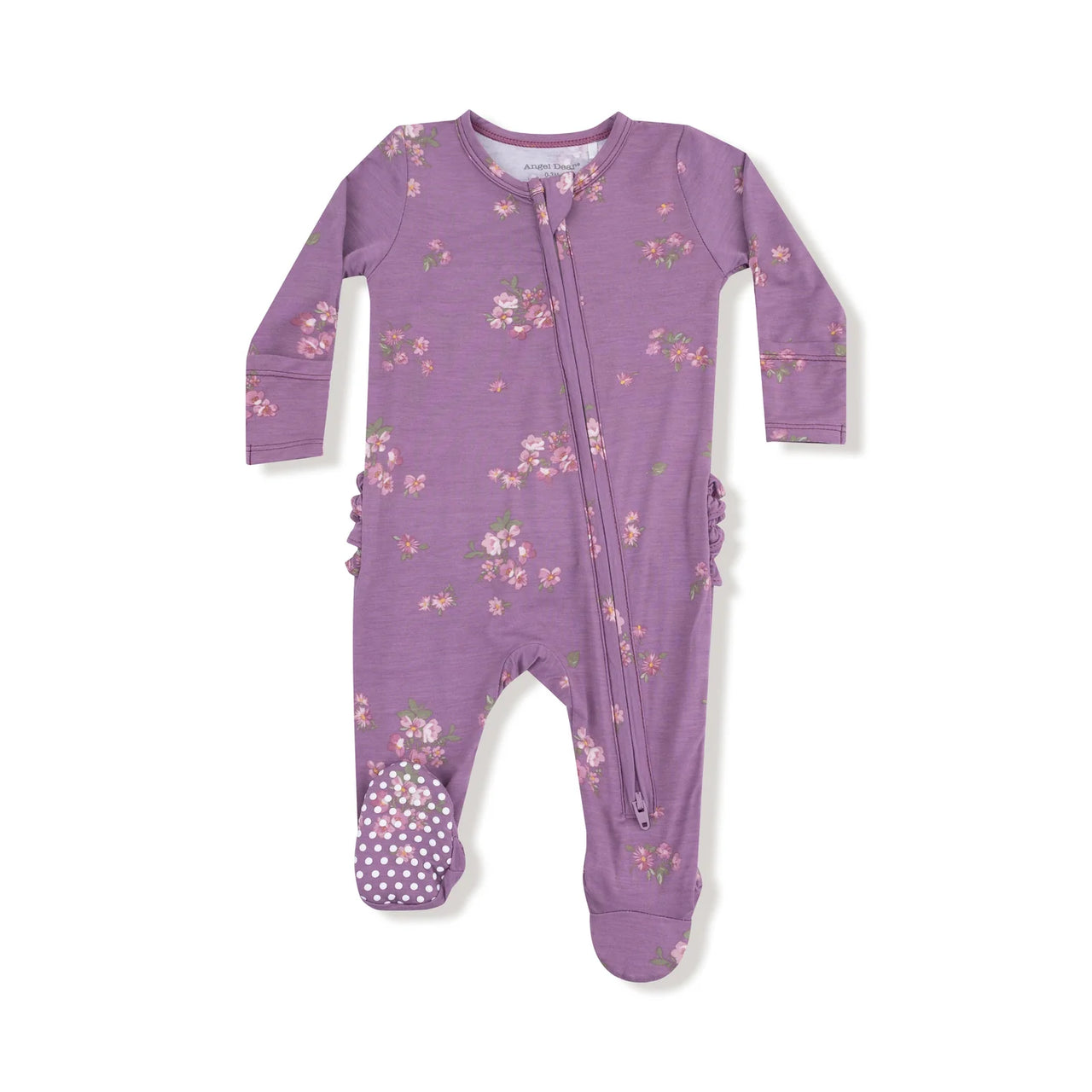 Ruffle Back Zippered Footie- Woodsorrel