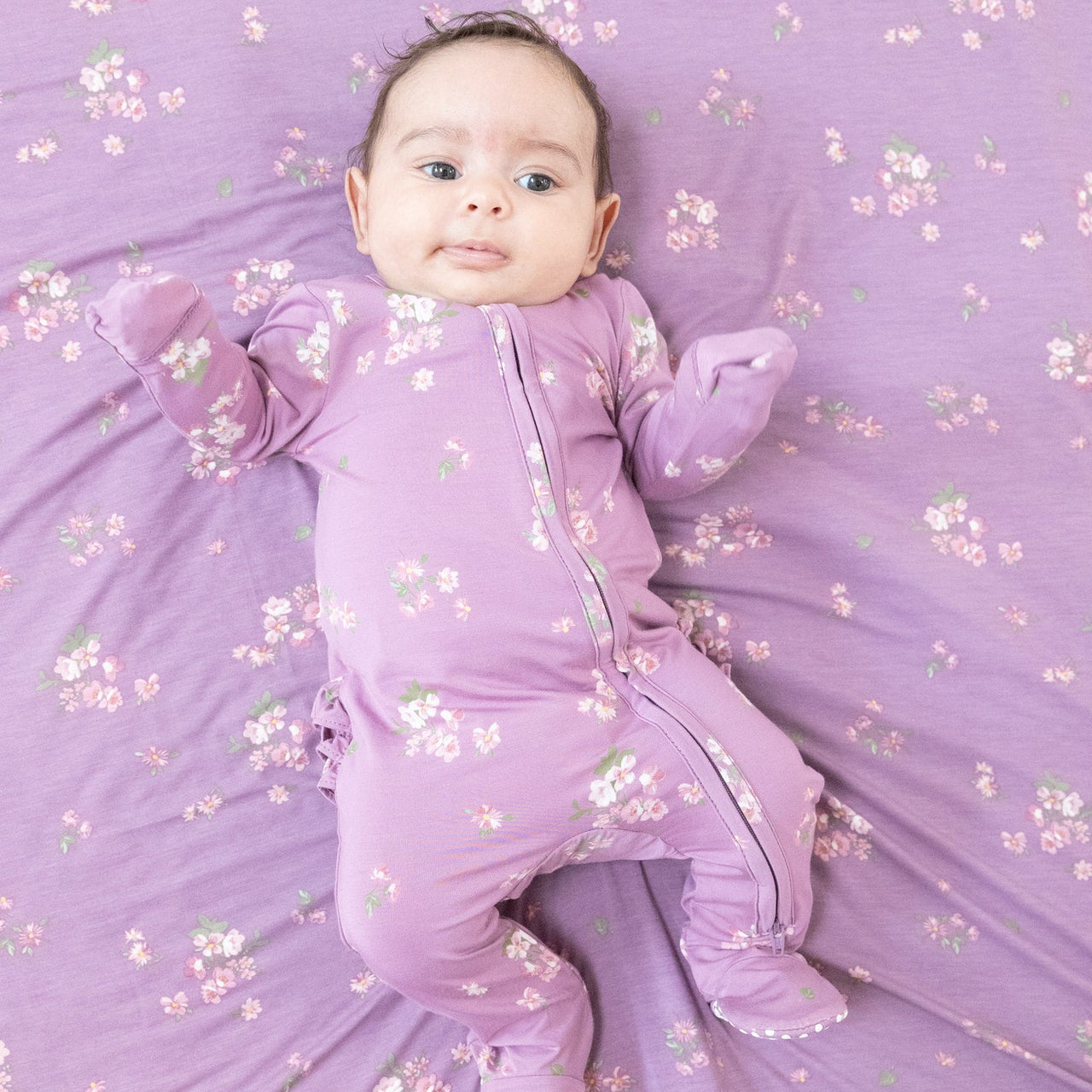Ruffle Back Zippered Footie- Woodsorrel