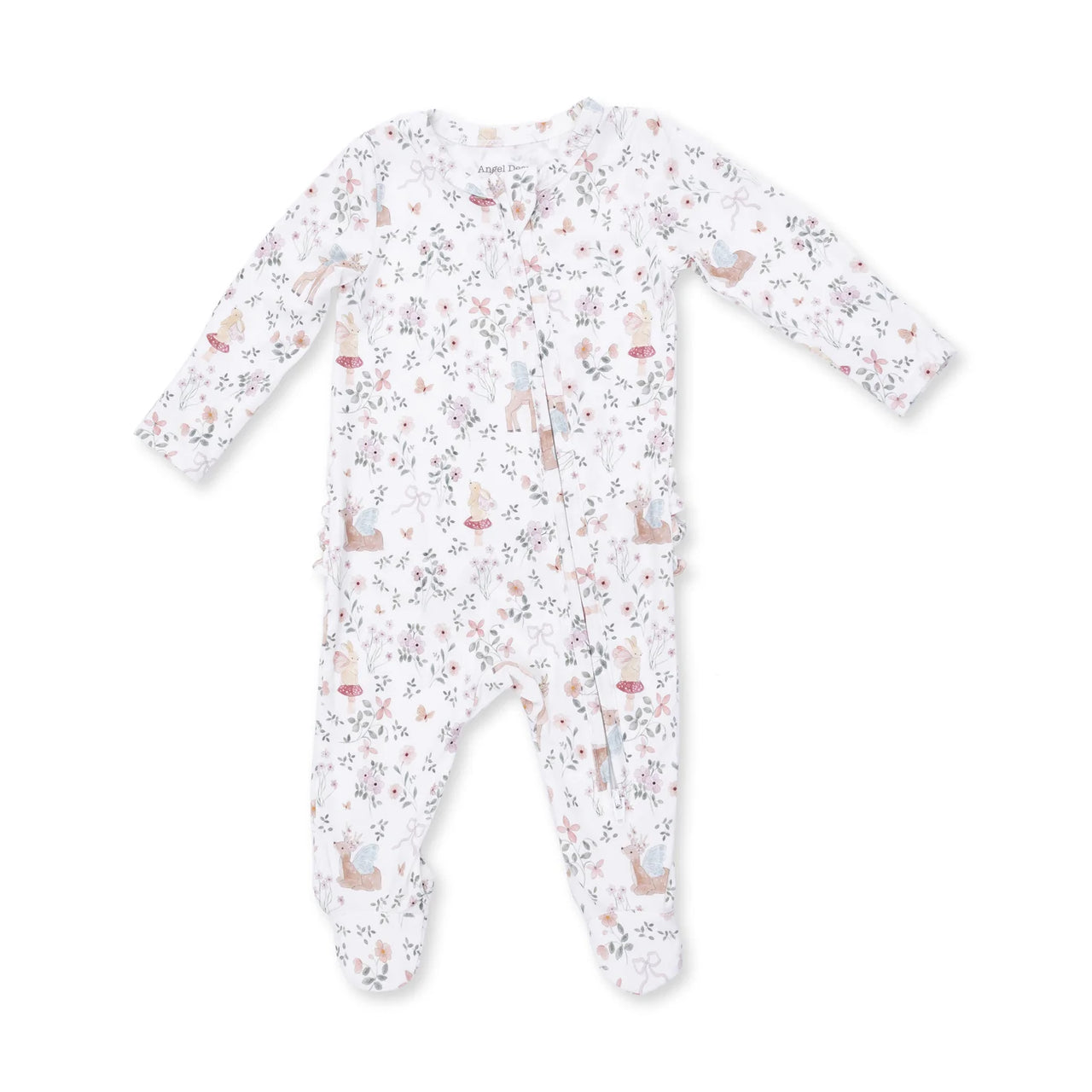 Ruffle Back Zippered Footie- Enchanted Woodland