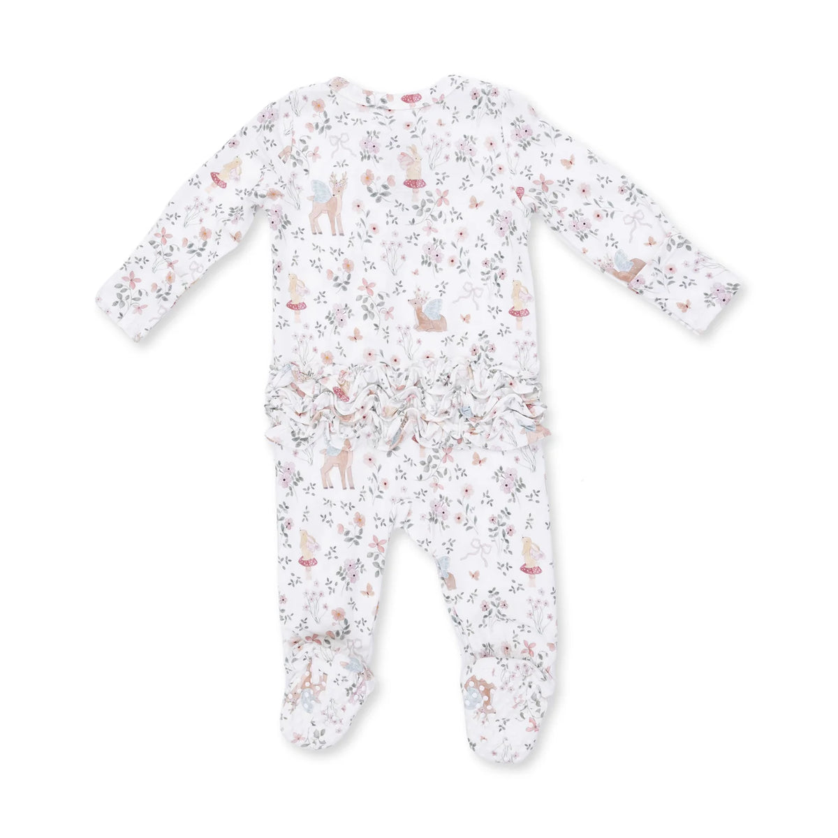 Ruffle Back Zippered Footie- Enchanted Woodland